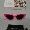 livho Retro Vintage Narrow Cat Eye Sunglasses for Women Clout Goggles Plastic Frame (Barbie Powder)