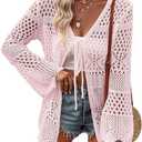 AI'MAGE Womens Kimono Beach Cover Up Crochet Swimsuit Coverups Summer Loose Knit Cardigans Causal Blouse Tops Swimwear, XL