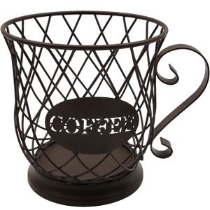 Coffee Pods Storage Basket, Capsule Holder for 35 K Cup Organizer, Basket Decor for Bar Countertop-Brown (Brown)