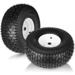 20x8-8 Lawn Mower Tires with Rim (3/16" Keyway), Replaces for Natural Rubber Turf Tires 20x9.00-8 and 20x10.00-8| Pneumatic 4 Ply Tubeless | 3.5" Offset | Bore ID 3/4" | 965 Pounds Capacity (2 Pack)
