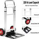 LEADALLWAY Hand Truck Aluminum Foldable Hand Cart with 6" Wheels 220 lbs Capacity