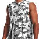 Men's Sleeveless Swim Shirts Quick Dry Moisture Wicking Gym Shirts Breathable Workout & Beach (White, L)