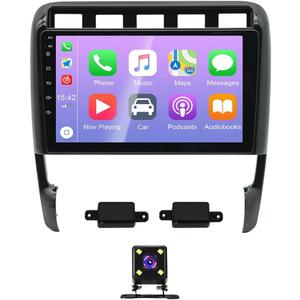 Android 13 Car Stereo for Porsche Cayenne 2002-2010, 2GB+32GB Wireless Carplay & Android Auto 9 inch 2.5D Tempered Glass Mirror auto Radio Player DSP Sound/WiFi/FM/SWC/MIC Dual USB + Backup Camera