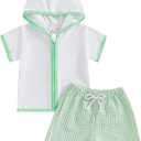 Kids Baby Boy Girl Swim Cover Up Toddler Swim Trunks and Short Sleeve Coverup Beach Bathing Suit Swimwear (12-18 Months, Green)