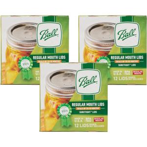Ball Mason Jar Lids, Regular Mouth, 12 CT (Pack of 3)