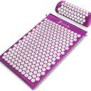 ProsourceFit Acupressure Mat and Pillow Set for Back/Neck Pain Relief and Muscle Relaxation, XL - Black/White (Large - Purpule/White)
