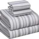 RUVANTI Flannel Sheets Full Size - 100% Cotton Double Brushed Bed Sheets Set, Deep Pockets 16 Inches, All Seasons Breathable & Extra Soft Full Sheets, Warm & Cozy, 4 Piece, Grey Lining