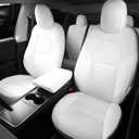 NLQR Full Seat Cover Set PU Leather Perforated Protector Cushion White Compatible with Tesla Model 3 2017 2018 2019 2020 2021 2022 2023