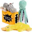 PetSpy Squeaky Stuffed Dog Toy Pack - 3 Dog Chew Toys for Large, Medium, Small Dogs and Puppies- Rope Donkey, Plush Octopus, Crinkle Duck Toy - Pet Supplies Toys for Dogs to Keep Them Busy