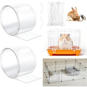 Juexica 2 Pcs 82.7 x 6 Inch Guinea Pig Cage Liner Clear Cuttable Critter Liner with Pre Drilled Holes Urine Guard Extra Long Liner with 100 Zip Ties for Rabbit Hamster Ferret Chinchilla