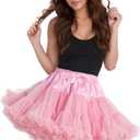 Women's Petticoats for Women Elastic Waist Chiffon Puffy Tutu Skirt Princess Ballet Dance Underskirt Party Cosplay Skirt, Small