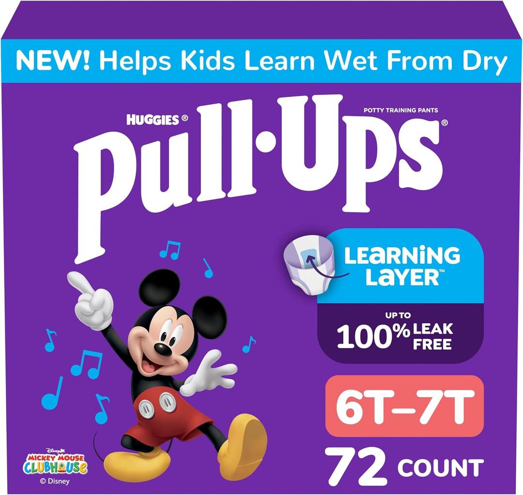 Pull-Ups Boys' Potty Training Pants, Size 6T-7T Training Underwear (55-75 lbs), 72 Count