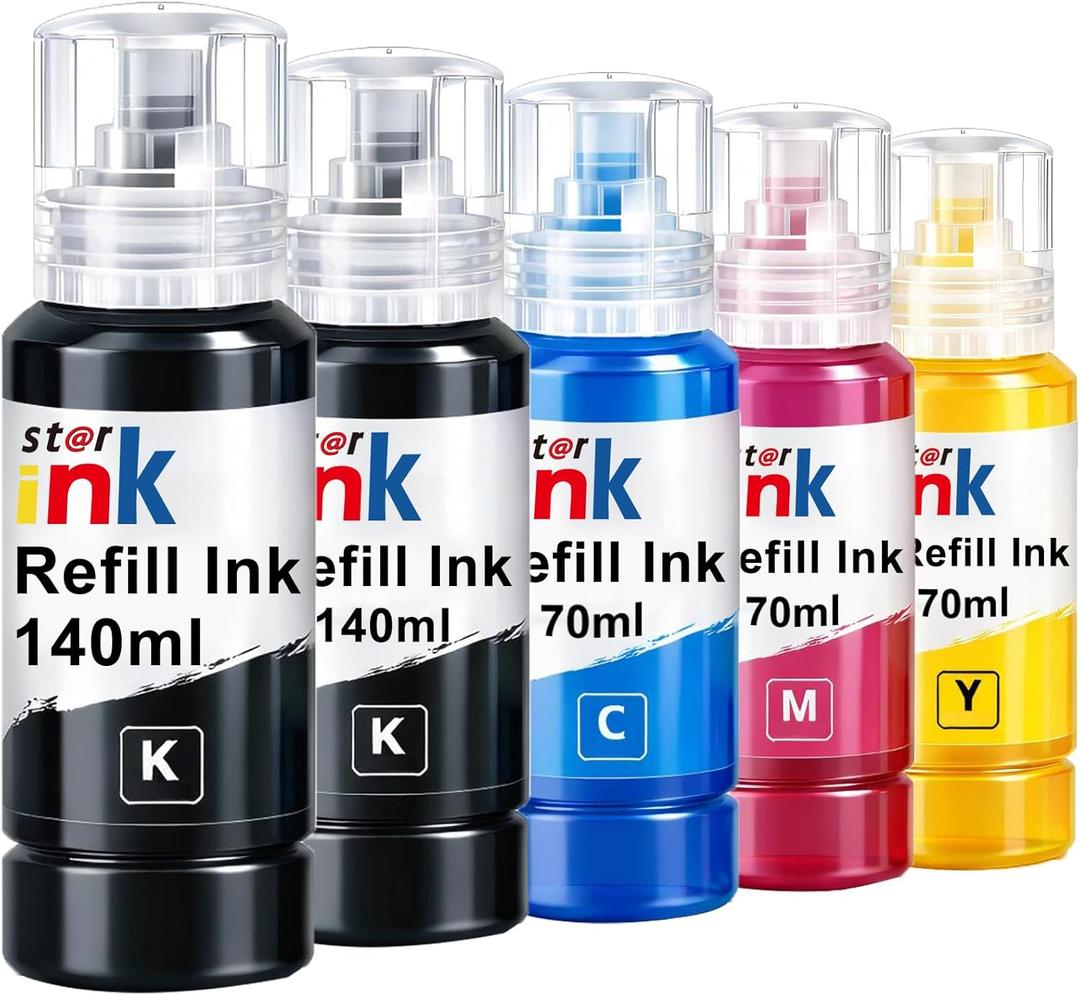 Starink Replacement for Epson 502 Ink Refill Bottles, Work with EcoTank ET-2850 ET-3850 ET-4850 ET-15000 ET-3760 ET-2760 Printers, Replacement for Epson 502 Ink, 2 Black/Cyan/Magenta/Yellow 5-Pack