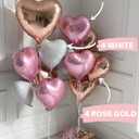 3 x Pastel Heart Balloons 12 PACK Pink Valentines Day Heart Shaped Decorations Rose Gold Mylar Foil Balloon Set