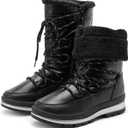 HEAWISH Womens Winter Snow Boot Fur Lined Mid Calf Warm Boots (6, Black)