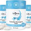 Unscented Laundry Pods by AspenClean, New and Improved Packaging, Zero Plastic, Non-Bio, Vegan, Hypoallergenic Natural Laundry Detergent, EWG Verified - 36 Count (3 Pack)