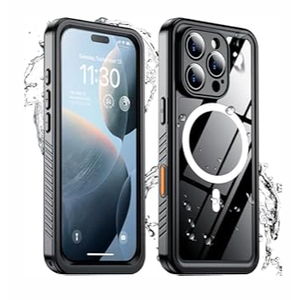 Temdan Magnetic for iPhone 16 Pro Case Waterproof, Built-in Screen Protector[IP68 Underwater][Upgrade Military Dropproof][Compatible with MagSafe] Full Body Shockproof for Case 6.3''-Black