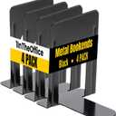 1InTheOffice Black Metal Bookends, 4/Pack - 8 1/4" x 5 7/8" x 9" Heavy Duty