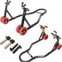 Motorcycle Stands Front Rear, 850lbs Front and Rear Combo Stand Lift with 4 Types of Adapters, Universal Motorcycle Paddock Stands Wheel Lift Stands for Parking, Maintenance, Cleaning