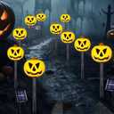 BRIGHTDECK Halloween Pumpkin Stake Lights, Set of 10 Decorative Solar Pumpkin Lights, Waterproof Halloween Decorations for Outdoor Garden and Yard (Pumpkin)