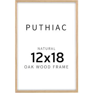 Puthiac 12x18 Solid Oak Wood Picture Frame, Fits 8x12 with Mat or 12x18 Without Mat, Wall Display Only, Vertical or Horizontal, Plexi Front, 1 Pack, Natural Oak