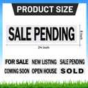 Juexica 12 Pcs Real Estate Rider Signs 24 x 6 Inch Coming Soon, for Sale, Pending, Sold Waterproof Signs Rider Real Estate with Different Messages(White with Black), Medium Signage