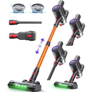 Cordless Vacuum Cleaner, 40KPA/40Mins, LED Display, Lightweight Stick Vacuum with Powerful Suction, Self-Standing, Green Light, Rechargeable Vacuum Cleaners for Home Pet Hair Carpet Hard Floors