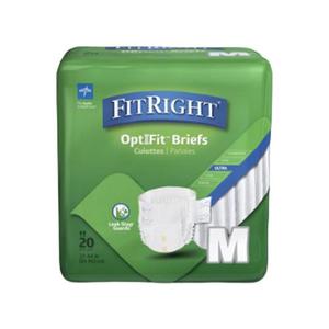 FitRight Ultra Adult Diapers, Disposable Incontinence Briefs, LeakProof Diaper, Absorbent Briefs For Men and Women, Maximum Protection, Medium, 32 – 44 in, 20 Briefs Per Bag