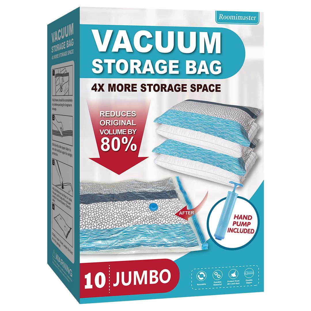 Vacuum Storage Bags, Vacuum Seal Space Saver Bags for Clothing, Travel Lugggage, Carry-on, Blankets, Pillow, Comforters, Bedding