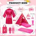 6 Set Sleepovers Teepee Tents Spa Party Robes Supplies Bulk with Inflatable Airbed and Light String, Party Supplies for Birthday Movie Spa Favors Gift Indoor Outdoor (Complete,5 Pink 1 Rose Red)