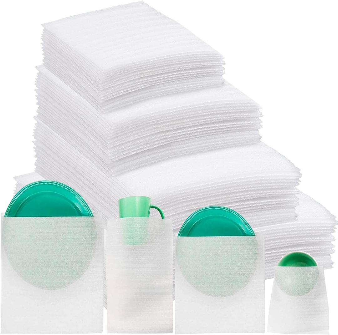 Foam Pouches & Foam Wrap Sheets,4 Sizes 80 Count Foam Wrap Sheets Cushioning for Moving, Shipping, Packaging, Storage-Safely Cushion Wrap for Dishes, Furniture, Glasses, Plates,Cups (Mixed 1)