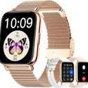 Smart Watches for Women (Answer/Make Calls), 1.85" Large Screen Fitness Watch with 24H Health Monitor, 100+ Sport Modes, 3 Bands Waterproof Smartwatch Compatible with Android and iPhone (Big Screen Rose GoldMetal+Pink+White)