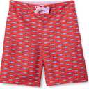 Amazon Essentials Boy's Quick Dry Swimming Board Shorts Swim Trunks (Medium, Lilac Red Crocodiles)
