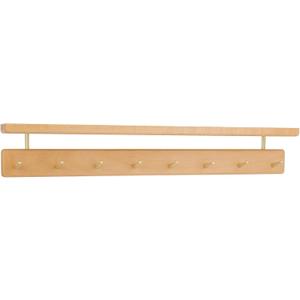 Beech Wood Coat Rack with Shelf, Wall Mounted Rack with 8 Hooks, Size: 24.41inch/8 Hooks