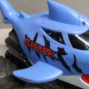 BOBXIN Amphibious Remote Control Shark Monster Truck Squirt Water,4WD All-Terrain Off-Road 2.4Ghz Waterproof RC Car Pool Water Toys for Kids Age 6+ Blue