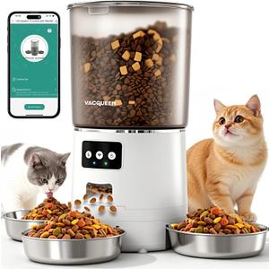 Automatic Cat Feeder for 3 Cats, 6L/25 Cup Cat Food Dispenser with Strong Anti-Jam System, Dual-Effect Desiccant, Smart WiFi App Control Pet Feeder, Automatic Dog Feeder for Cats and Small Dog (White)