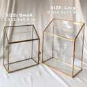 HighFree Large Wedding Card Box with Glass Sides & Acrylic Slot Lid, Handmade Brass Gold Geometric Card Box with Lock, Clear Keepsake Display for Wedding Reception & Decor (9.3x4.5x11.8 in)