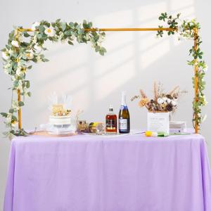 Over The Table Rod Stand with Clamps, Adjustable 29''-42'' Height 46"-98" Length Table Arch Hanging Rod for Wedding Birthday Party Halloween Christmas Decoration (Gold) Over The Table Rod Stand with Clamps, Adjustable 29''-42'' Height 46"-98" Length Table Arch Hanging Rod for Wedding Birthday Party Halloween Christmas Decoration (Gold)