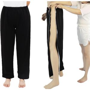 DEEYOTA Bedridden Patient Gown,Full-Open Zipper Patient Gown,Post-Operative Nursing Pants,Hospitalization/Home Care Gown (XX-Large, Black)