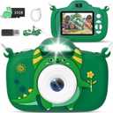 Kids Camera with Flashlight & 2.4in Screen, 1080P Dual Lens Toddler Camera - Christmas Birthday Gift for 3-12 Year Old Girls Boys, Kids Digital Camera with 32GB Card & Shockproof Case