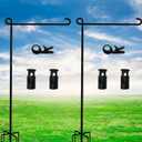 Garden Flag Stand-Holder-Pole High 50 Inch with 5 Prong Base Garden Flag Stopper and Anti-Wind Clip for Small Garden Flags 12 x 18,Decorative Flags,Yard Flags,Seasonal Flags 2 Pack
