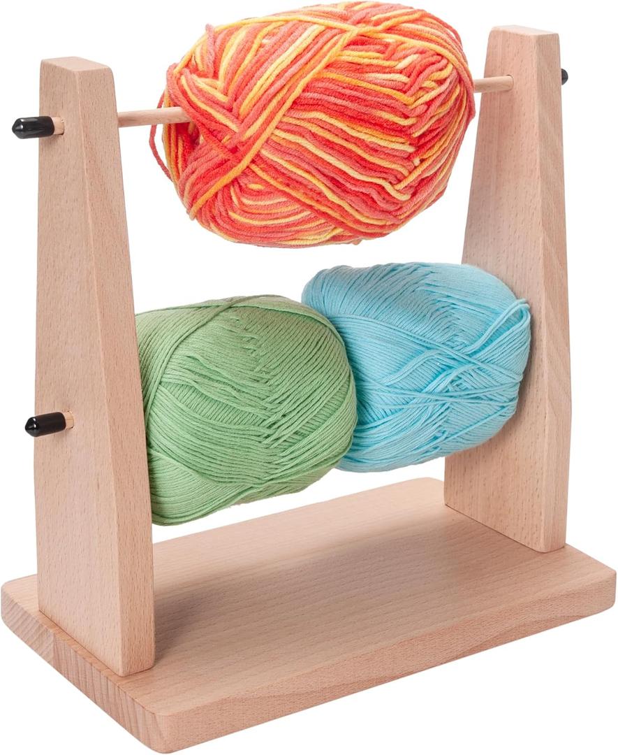 WILLOWDALE Wooden Yarn Holder for Knitting & Crochet Supplies, 2-Tier Yarn Storage Organizer Rack, 4 Crochet Yarn Ball Holder, Yarn Dispenser Crochet Tools and Accessories Arts & Crafts Supplies