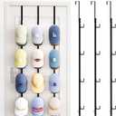 SWTYMIKI Over Door Hat Rack - 3 Packs Metal Hanging Hat Organizer with 12 Hooks Design, Baseball Cap Hanger Organizer Storage Holds up to 60 Caps for Door, Bedroom, Closet (black)