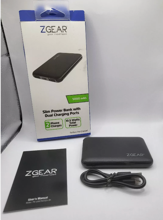Zgear Slim power bank with DUAL Charging Ports