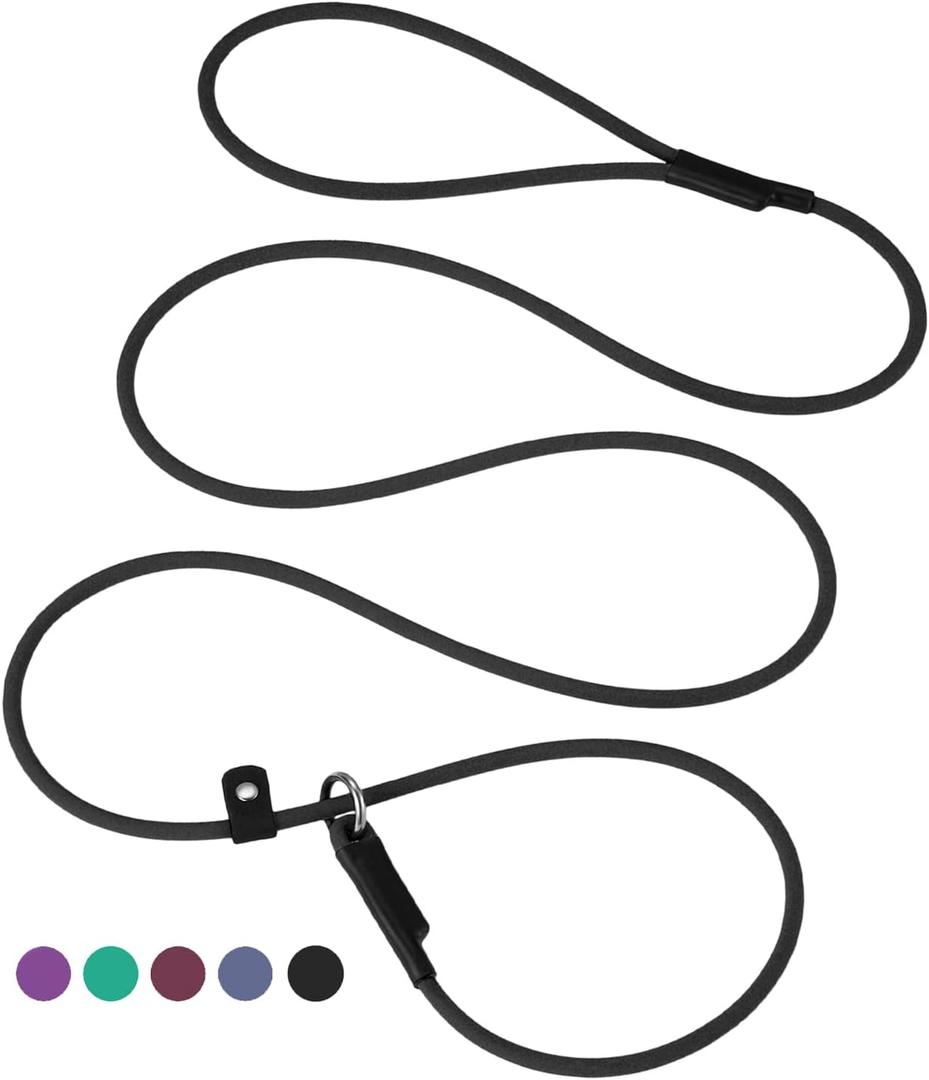 Slip Lead Dog Leash - 5FT Training Leads Black Dogs Leads Waterproof 1/4' Long-Lasting No Pull Dog Collar Leashes Easy Clean Pets Leash for Small Large, Medium Dogs (Black, 5ft * 1/4'')