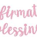 2 x Pink Glitter Confirmation Blessing Banner, On Your Confirmation/My Baptism, Baptism Baby Shower 1st Comunion Party Decorations Supplies