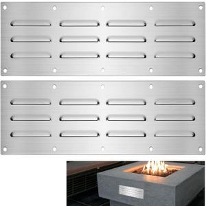 2 Pack Stainless Steel Venting Panel for Grill Accessory, 15" by 4-1/2" Stainless Steel Venting Panel for Masonry Fire Pits Fireplaces, Metal Vent Cover for Outdoor Kitchens