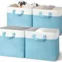 GRANNY SAYS 13x13 Cube Storage Bins, Modern Blue Foldable Storage Cubes with Metal Frame, 4 Pack