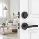 Amerdeco Front Door Lock Set with Double Cylinder Deadbolt, Black Exterior Entry Door Lever, Heavy Duty Entry Door Locksets for Left or Right Hand Exterior Door (Black 1 Pack）