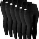 LZYVOO Leggings with Pockets for Women, 6 Packs Soft High Waisted Tummy Control Workout Yoga Pants, Medium